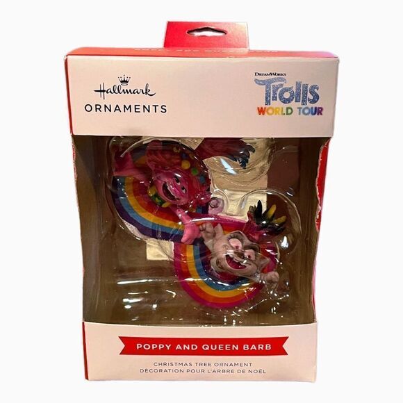 HALLMARK Poppy and Queen Barb Christmas Ornament Trolls World Tour 2021 New - Picture 6 of 12